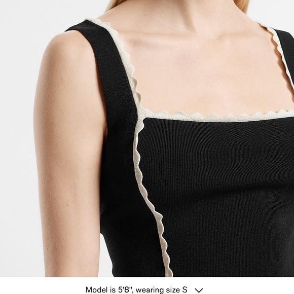 EXPRESS NWT Womens Square Neck Sweater Tank Scallop Trim Cropped Classy LARGE - Picture 2 of 6
